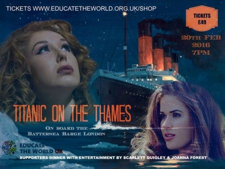 Joanna and Scarlett Quigley to perform at “Titanic on The Thames” fundraiser for Educate the World