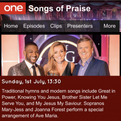 Joanna to appear on BBC’s Songs of Praise